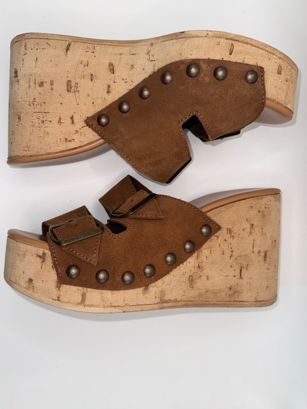 NEW Anna Luisa Amalfi Brown Suede Cork Wedge Sandals Size 7 Made in Italy - Picture 11 of 15